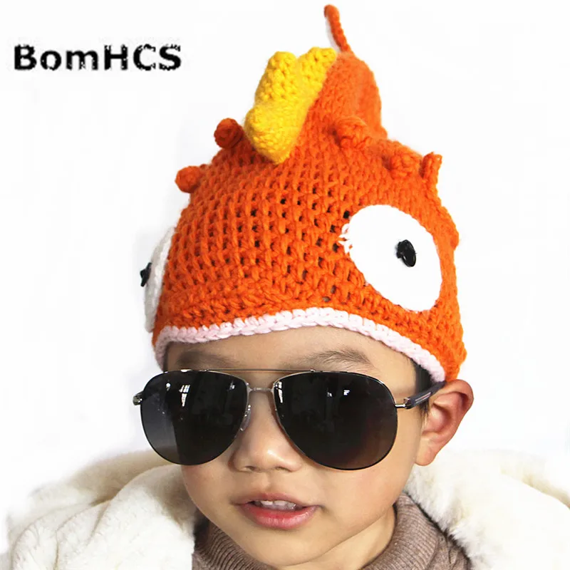 BomHCS &quotЗолотая рыбка на вашей голове&quot забавная зимняя вязаная шапочка с