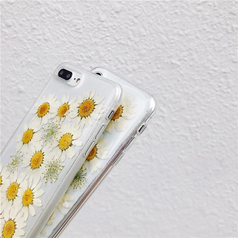 DISCASE настоящие цветы сушеные ромашка чехол для телефона iphone XS MAX XR X 6 6s 8 7plus