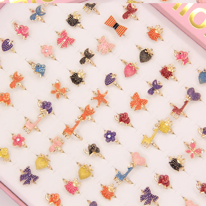 Кольца детские из металлического сплава милые Мультяшные кольца с котами бантом