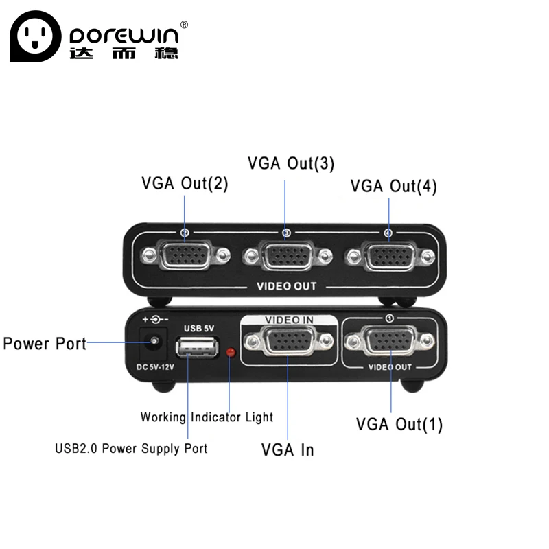 Dorewin 4 Порты и разъёмы VGA kvm-переключатель Video Splitter конвертер 1 Вход Box адаптер