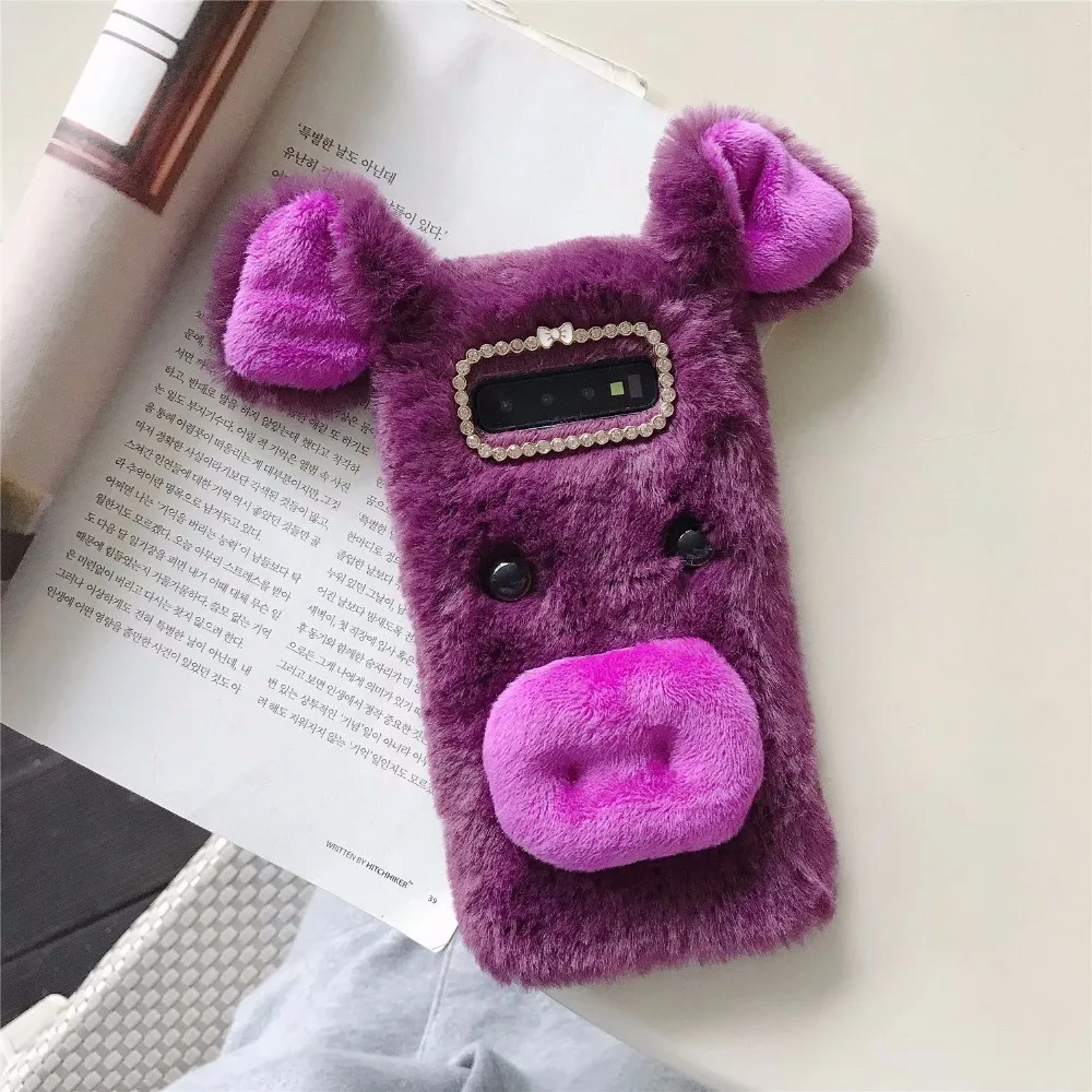 Plush Lucky Pig Case for Wiko Upulse Lite Pulp Fab 4G Fever Jerry 2 Soft Fur Cute 3D Piggy Ears Fluffy Protective Cover | Мобильные