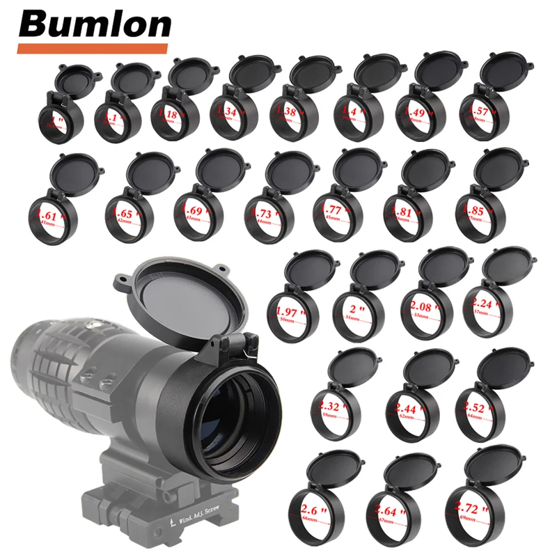 

25.4-69MM Rifle Scope Lens Cover Flip Up Quick Spring Protection Cap Objective Lense Lid Airsoft Caliber HT37-0043