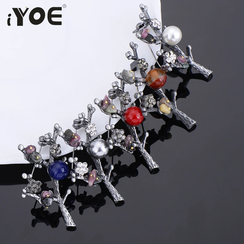 Женская винтажная брошка IYOE в виде цветов сливы простой античный серебристый