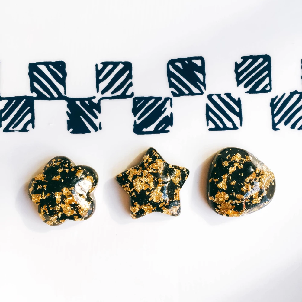Неправильная Смола Золотая фольга камень Звезда Треугольник плоская спина