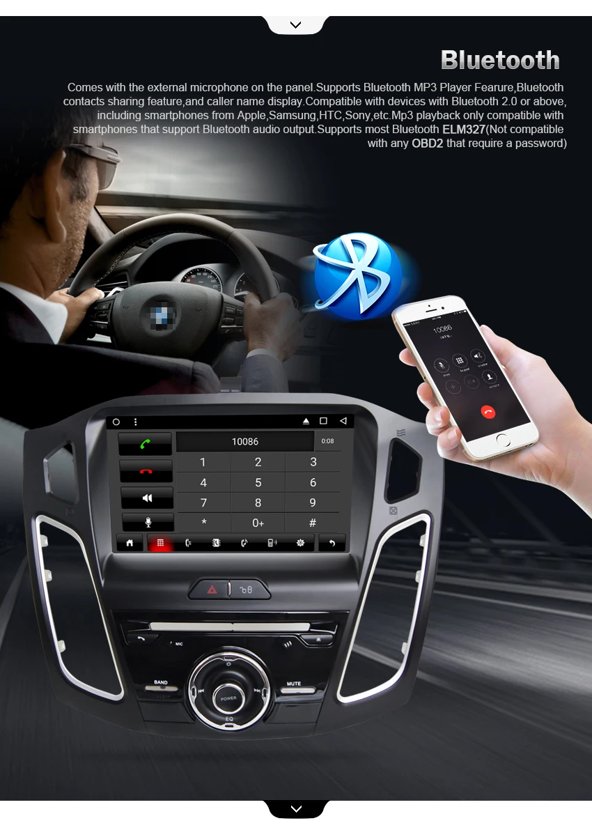 Android 7.1.1 Автомобильный DVD стерео плеер gps ГЛОНАСС навигация Мультимедиа для Ford Focus 2012 2013 Авто Wifi радио