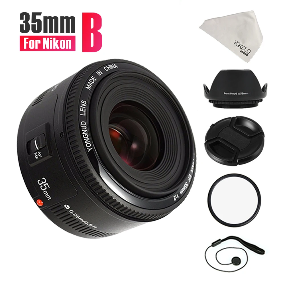 Новинка 2018yongnuo YN35mm объектив камеры F2 Большая диафрагма AF широкоугольный для Nikon
