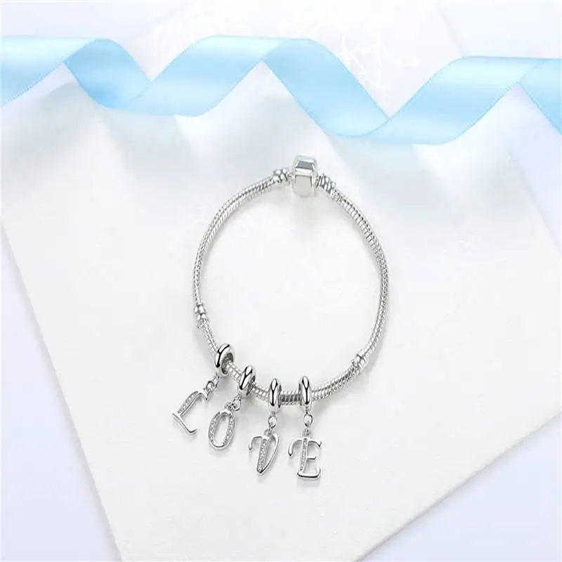 Choruslove A-Z Подвески с буквами 925 пробы серебро CZ 26 бусы с алфавитом fit Pandora Подвески браслет для женщин DIY Ювелирные изделия SS2657