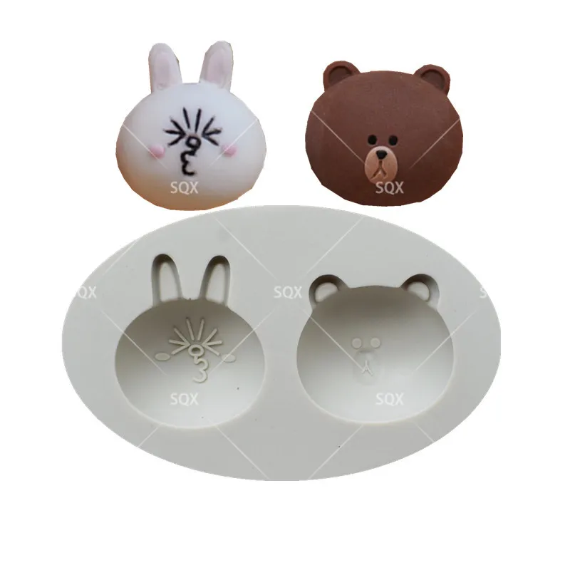 

Free Shopping Bear head and rabbit head Silicone Cake Mold Baking Decoration Tools DIY chocolate cake mold SQ1773