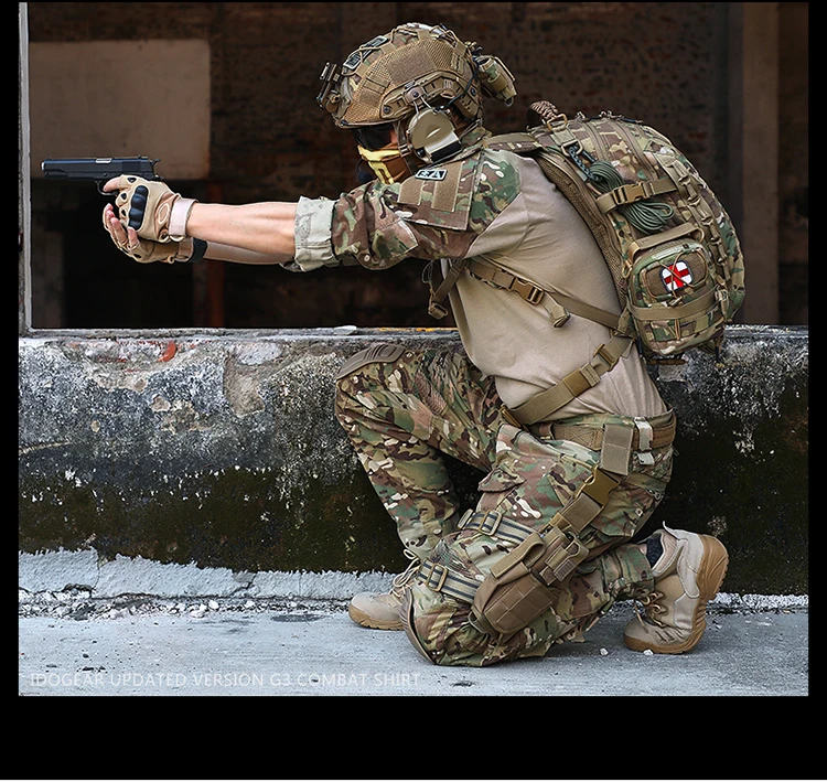 IDOGEAR Ghillie костюм боевой G3 тактическая рубашка Охота страйкбол одежда военная Камуфляж Мультикам черный 3101