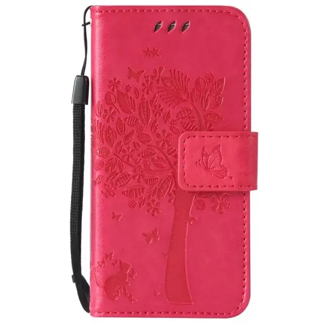 Leather Case For samsung galaxy s4 mini i9190 Дерево Cat Шаблон флип PU Кожаный Бумажник + Кремния С Карт