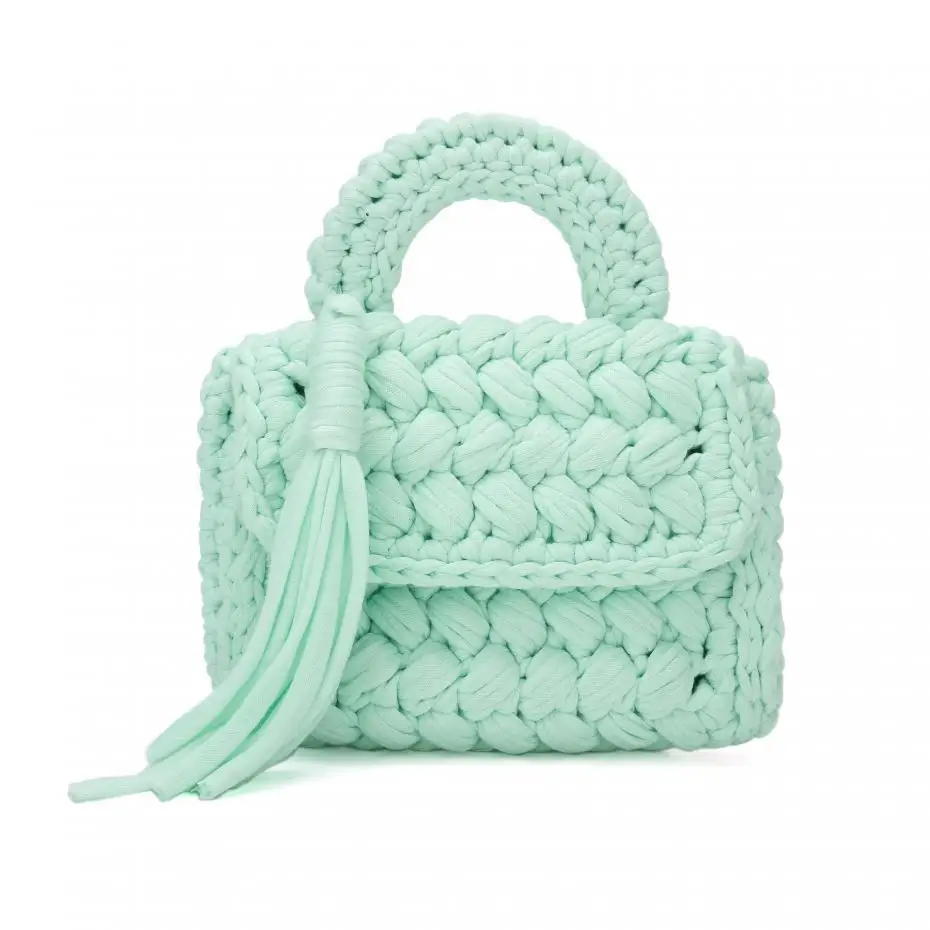 Light Green Estelle Wang, хлопковая ткань, маленькая сумка с кисточками с верхней ручкой, модная Женская Вязаная летняя ручная работа, вязаная дорожная сумка, тканевая сумка - Цвет: Light Green