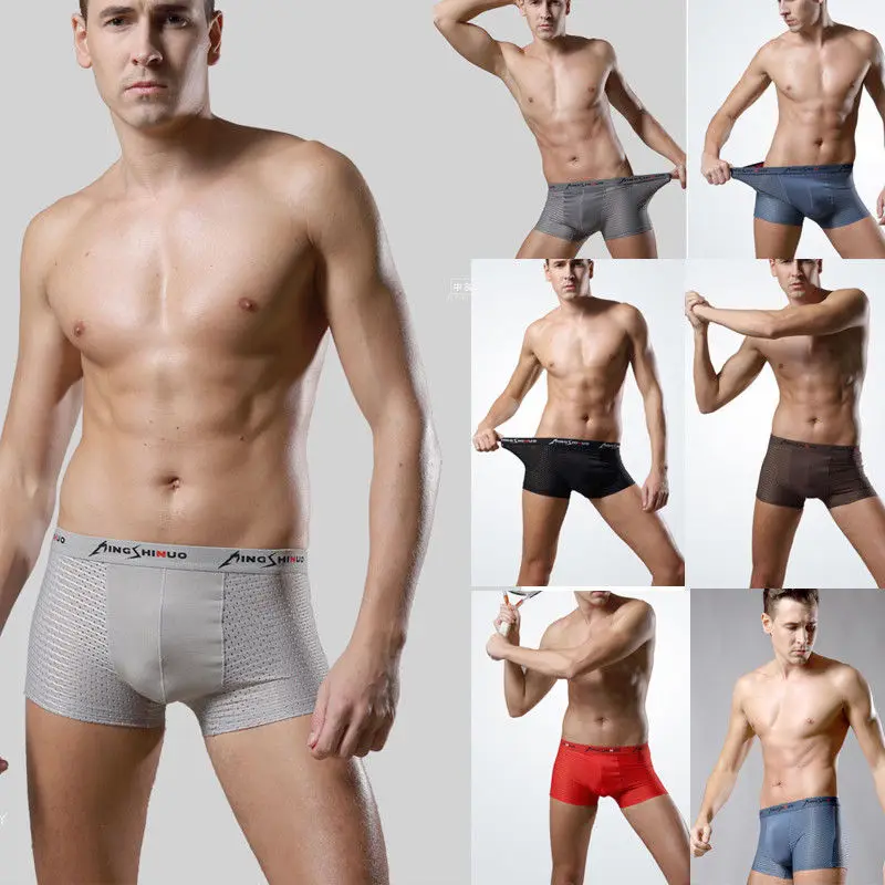 Нижнее белье для мужчин 4 шт. разноцветные Дышащие Боксеры со средней