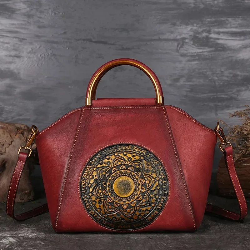 Qiwang Vintage Handmade Handbag 3D Flower Designer Genuine Leather Women Bag real leather high quality for Rich | Багаж и сумки