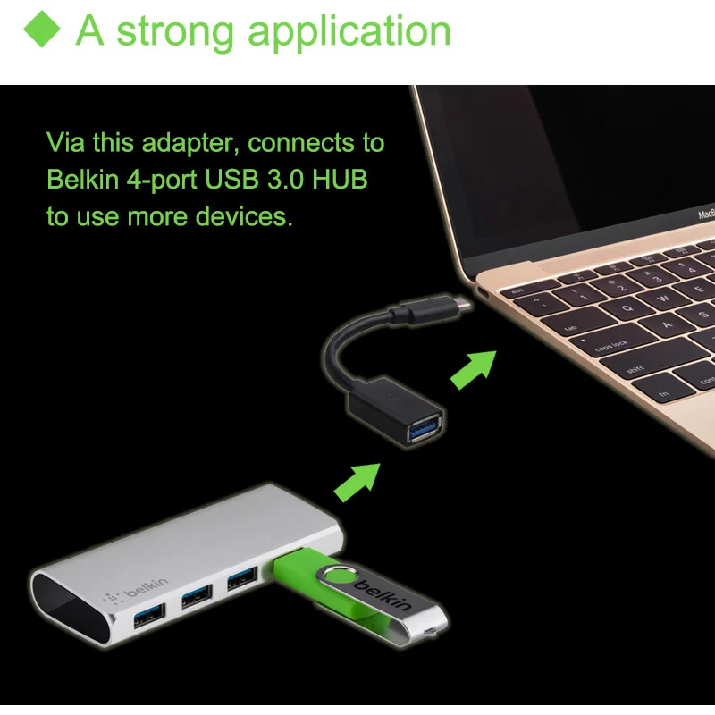 Belkin Original USB 3 0 Тип usb-C USB-A адаптер зарядный кабель для MacBook Pro Huawei p20 HUB 5 гбит F2CU036btBLK |