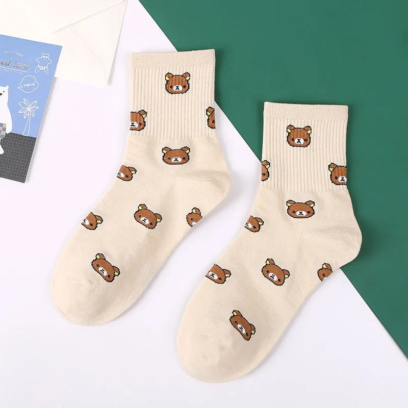 Продукт осень/зима Harajuku прекрасный мультфильм колледж Стиль носки женщины счастье кавай медведь личности Tide Calcetines