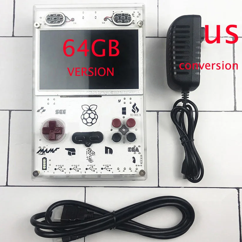5,0 дюймов HD ips Raspberry pi портативная игровая консоль Ретро аркадный компьютерный модуль 3 Lite игровая консоль DIY встроенный больше игр - Цвет: 64g US PLUG