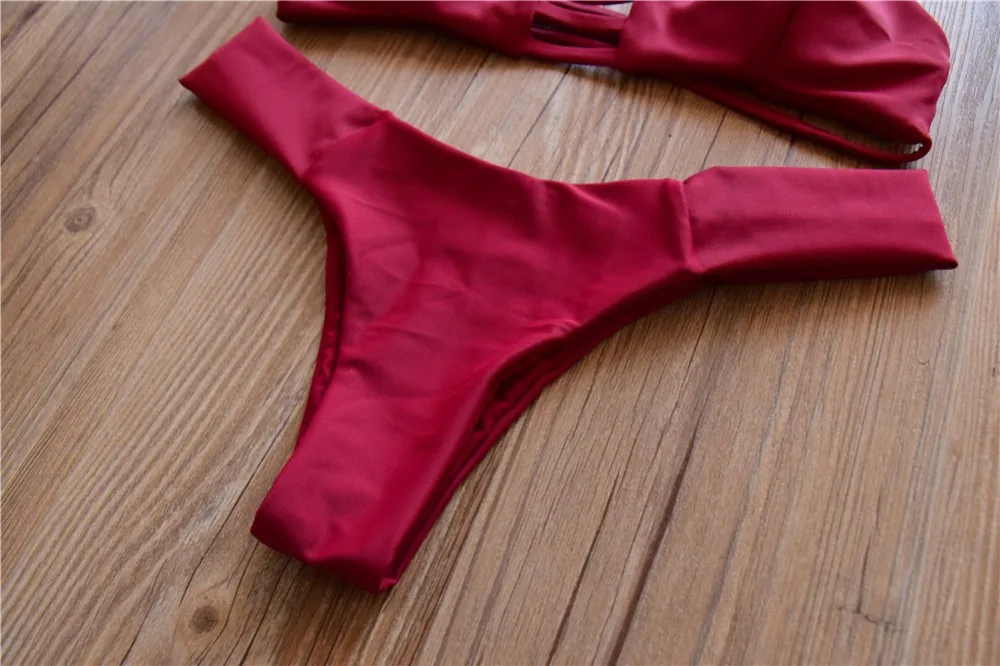 Новинка сексуальный красный женский купальник две части Раздельный бикини с