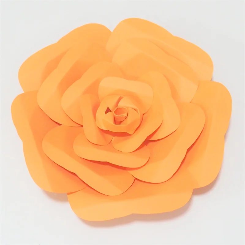 DIY гигантский Бумага цветы Флорес де papel большой Бумага Роза для свадьбы и события декоративные задние планы деко видео-уроки 6 размеров бумажные цветы - Цвет: Light Orange