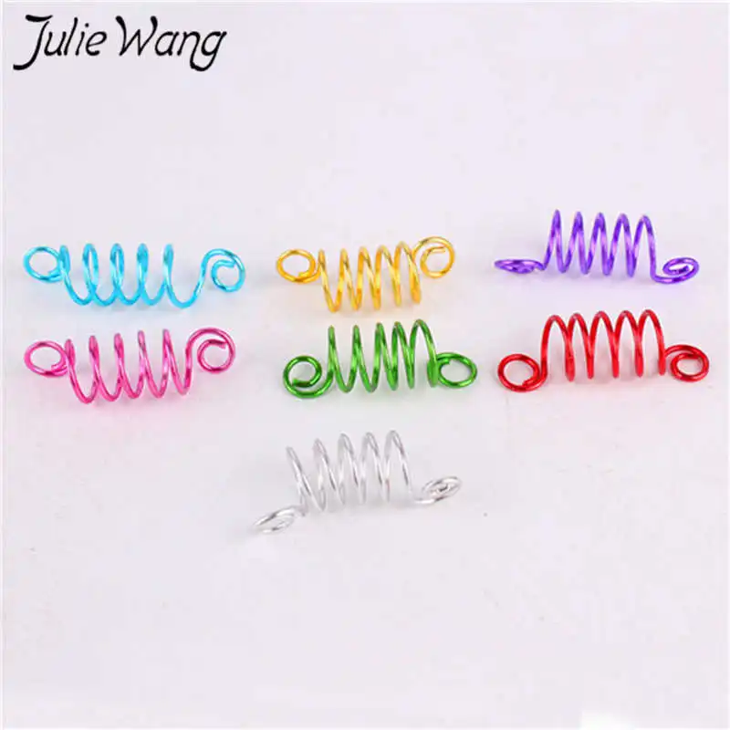 Julie Wang 10 шт. разноцветные оплетки Дред бусины манжеты зажимы спиральные крутые