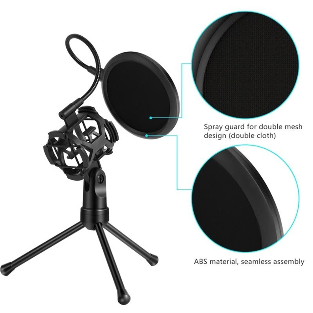 Mini Microphone POP Filter Shockproof Desktop Tripod Stand Mount Mic kits | Электроника