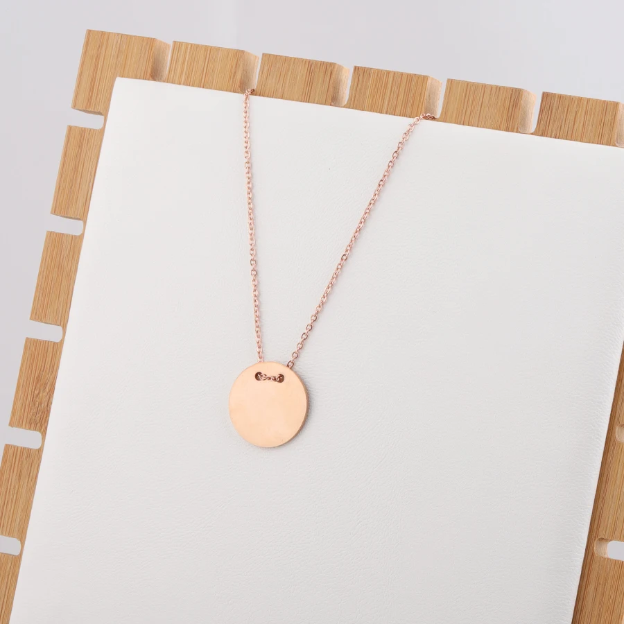 

Fnixtar Stainless Steel Mirror Polish Round Discs Plate Pendant Chain Neckalce DIY Disk Charm Necklace 5Piece/lot