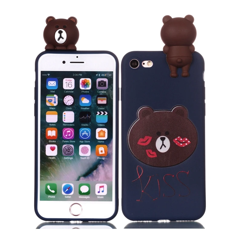 Коке для iPhone 7 Plus 3D Единорог Panda Собака Силиконовый чехол на для iPhone 5 5S SE 6 6S 8 Plus X XS чехол для телефона Capinha