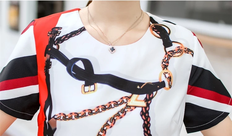 Short Pants Suit Women Summer Vintage Geometric Printing Blouse Tops And Zipper Shorts Office Ladies Formal Twinset SL087 |