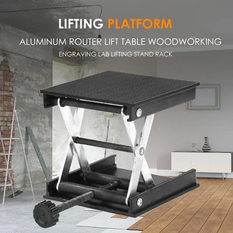 

Aluminum Router Lift Table Woodworking Engraving Lab Lifting Stand Rack lift Adjustable Drill Mini Table Bench