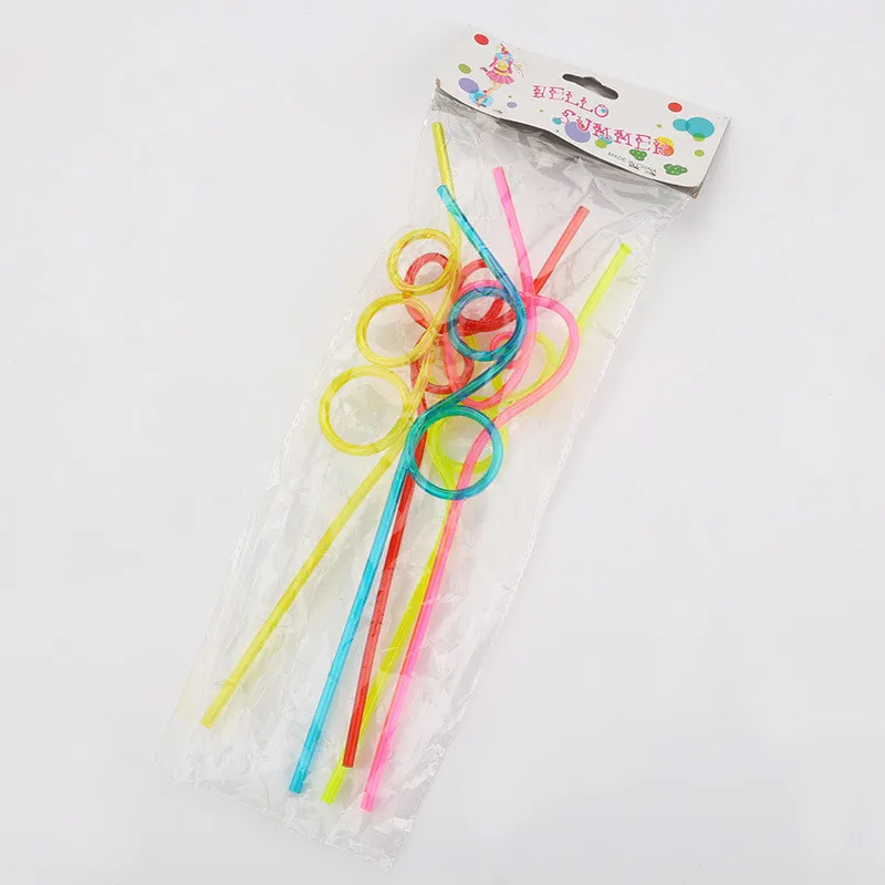 

5pcs/set Creative Colorful Crazy Curly Loop Plastic Drinking Straws for Birthday Party Bar Decorative Crazy Disposable