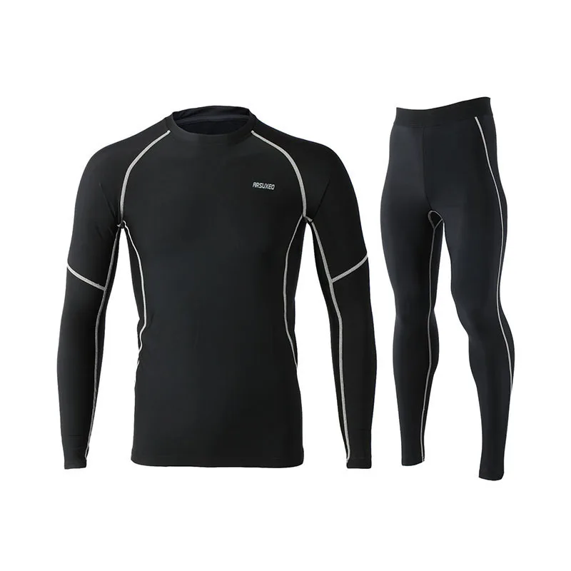 Зимний термальный флисовый набор для бега мужчин костюм с длинным рукавом