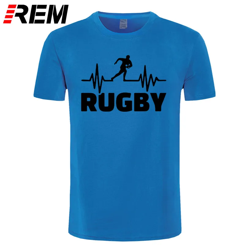 Heartbeat Of Rugbying, футболки для мужчин, летняя мода, короткий рукав, футболка, хлопок, Забавный принт, топы, спортивные мужские футболки