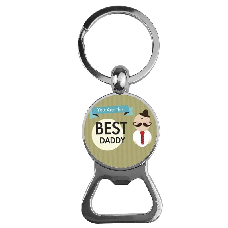 SUTEYI JE T'AIME PAPA открывалка для бутылок брелок ручной работы круглый стеклянный держатель для ключей отец Французский серьги-гвоздики с надписями мужские подарки - Цвет: 7