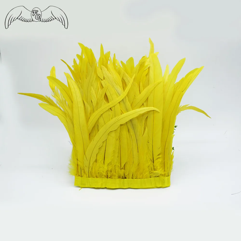 yellow 2 ярдов 25-35 см хвостовые перья птиц отделка отбеленный краситель перо бахрома лента для карнавального костюма DIY Одежда деко - Цвет: yellow