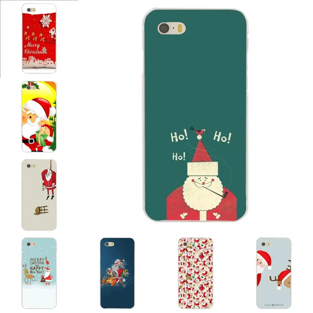 Мягкий чехол для Apple iPhone 4 4S 5 5C 5S SE 6 6S 7 8 Plus X XS Max XR Happy New Year Marry Christmas Santa