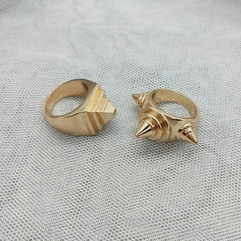 2 шт./компл. модные кольца из сплава набор для женщин эффектный золотой цвет