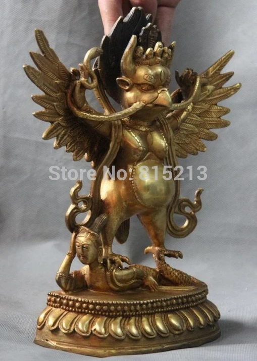 Bi0011834 Китайский буддизм медный бронзовая позолота Garuda статуя Будды peng bird | Дом и