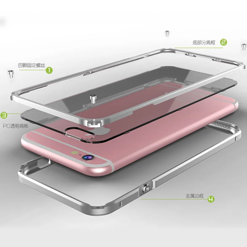 Роскошный Алюминиевый металлический бампер GinMic для iPhone 6 6s 6Plus 6S + алюминиевый
