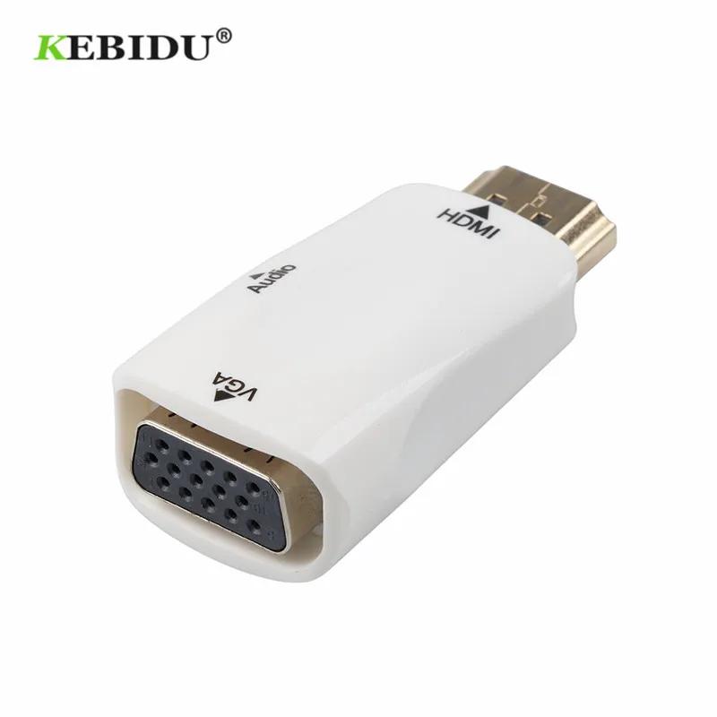 Kebidu 1080P адаптер Папа-мама конвертер Кабель HDMI-Совместимость с VGA поддержка HD для