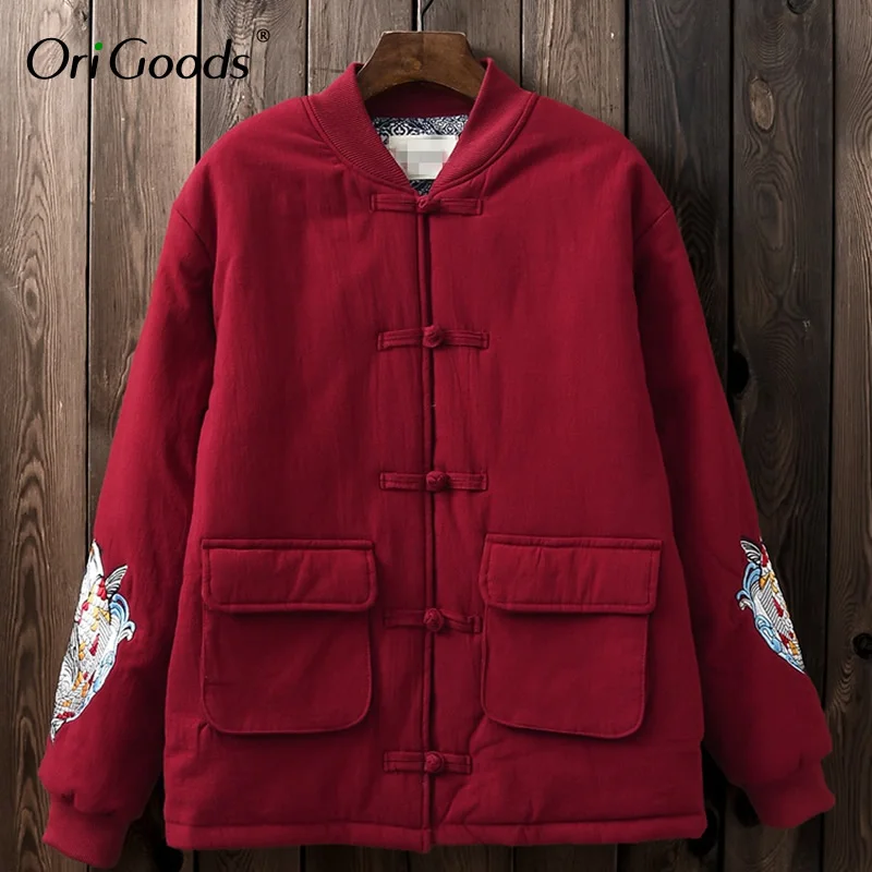 Оригинальная зимняя куртка в китайском стиле женское винтажное свободное зимнее