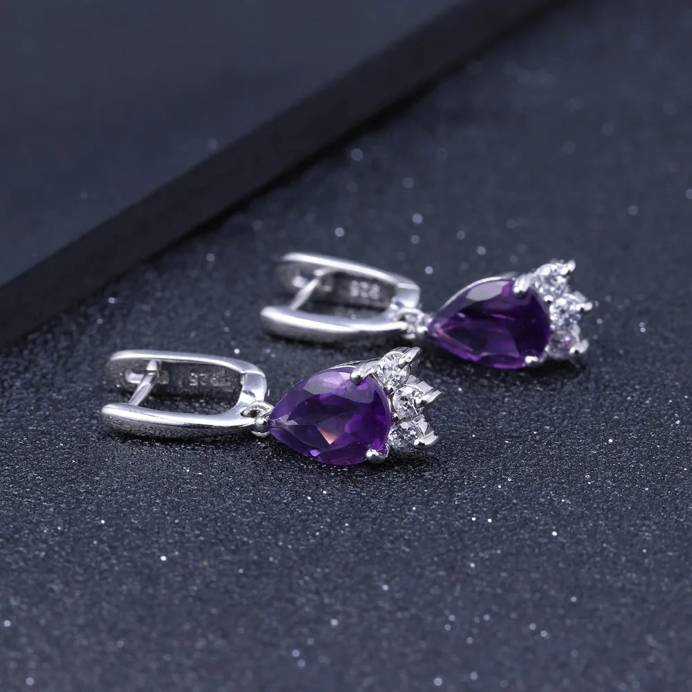 GEM'S BALLET 3.69Ct натуральный элегантный Аметист Висячие серьги из натуральной 925 пробы Серебряные Серьги с драгоценными камнями хорошее ювелирное изделие для женщин