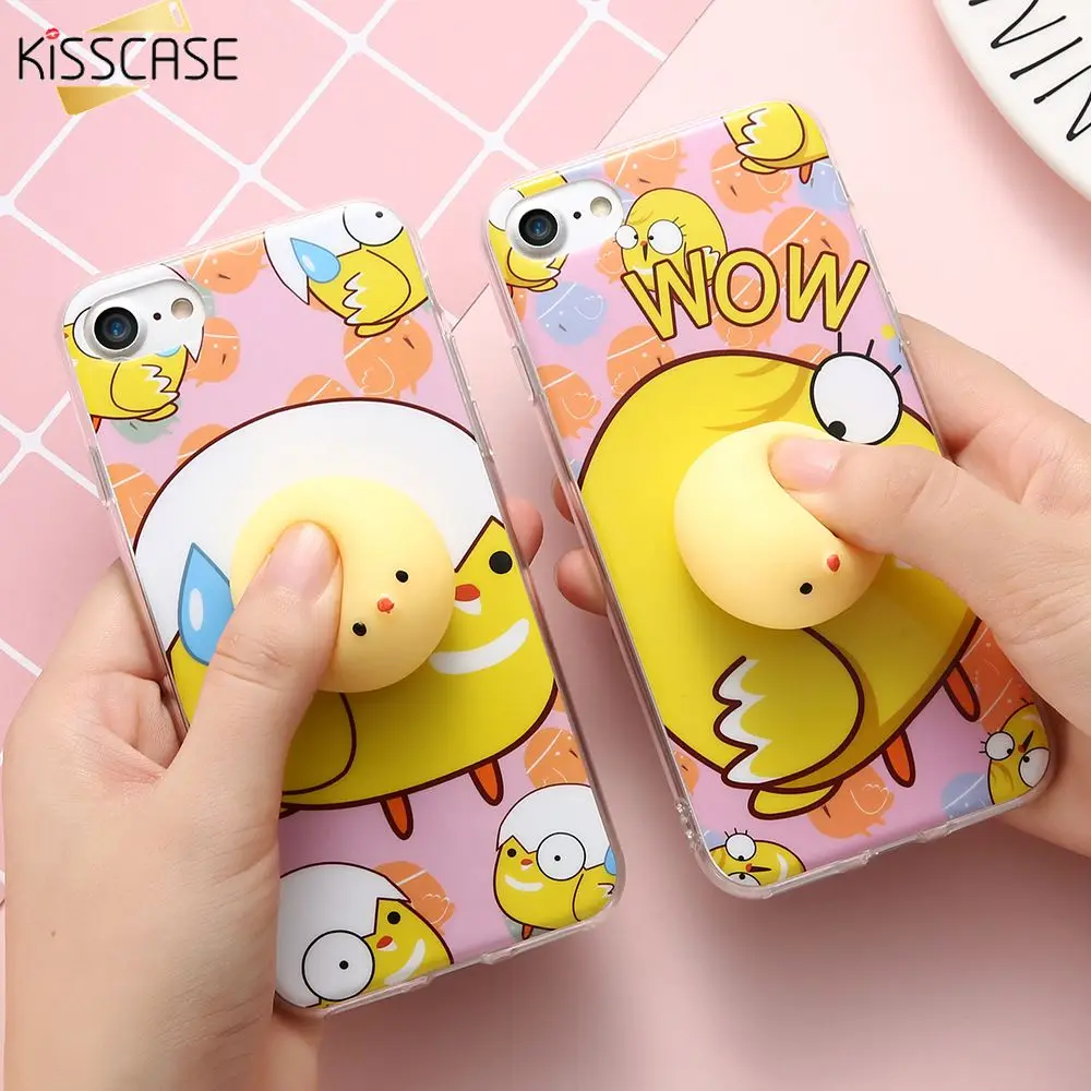 KISSCASE 3D милый чехол курица для iPhone 7 Plus 8 6 6S мягкие чехлы телефонов 5 SE 5S модные на