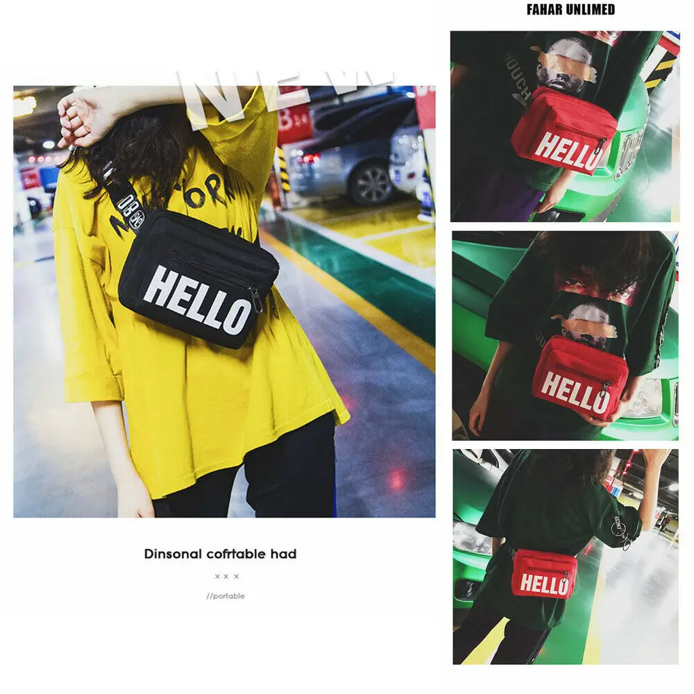 Поясная сумка с принтом Hello Женская дорожная кошелек для отдыха телефона