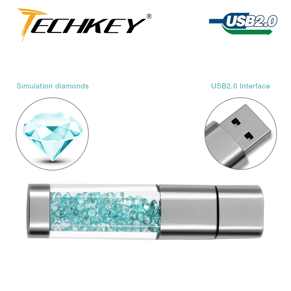 Флеш накопитель usb с кристаллами 32 ГБ 16 8 64 флеш водонепроницаемый бриллиантами