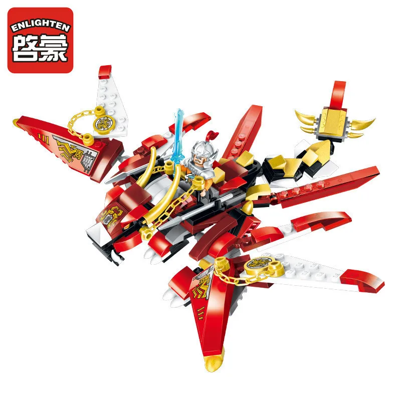 Просвещения Building Block создание the Gods красный дракон 2 фигурки 325 шт. Развивающие