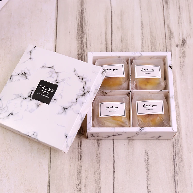 10 шт 2/4/6 Полость Мрамор пакет крафт-бумаги коробка 80 г Mooncake коробка подарочная упаковка с крышкой для кекс булочки печенье