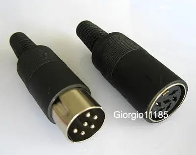 

12 pair DIN Male Plug Female Jack Cable Connector 6 Pin