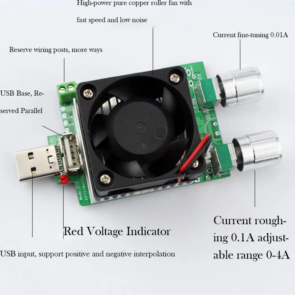 35w Usb electronic load adjustable constant current aging resistor battery voltage capacity tester without display | Инструменты
