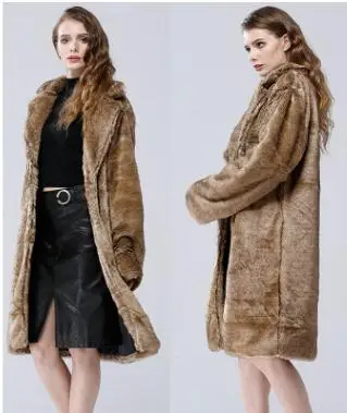 

S/6Xl Womens Long Section Imitation Mink Fur Jackets Warm Winter Fake Fur Outwears Plus Size Casual Female Fur Overcoats K885