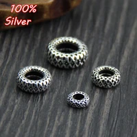 2pcs 925 sterling silver color beaded bracelet pendant retro isolated beads diy jewelry handmade accessories wholesale