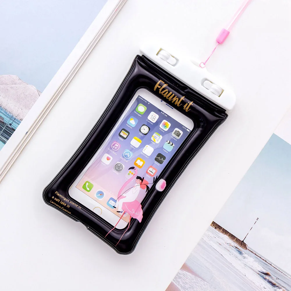 Универсальный Водонепроницаемый подводный чехол Esamday для iPhone XS MAX XR X 6 7 6s 8 plus 5 5S SE для galaxy huawei xiaomi - Цвет: Flamingo Black